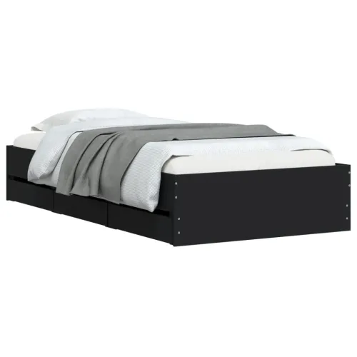 Okvir kreveta s ladicama crni 90 x 200 cm konstruirano drvo - Crna 90 x 200 cm Cijena