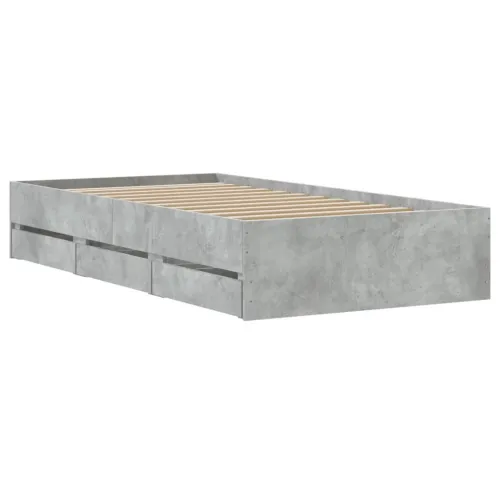 Okvir kreveta s ladicama siva boja betona 90x200 cm drveni - Beton siva 90 x 200 cm Cijena