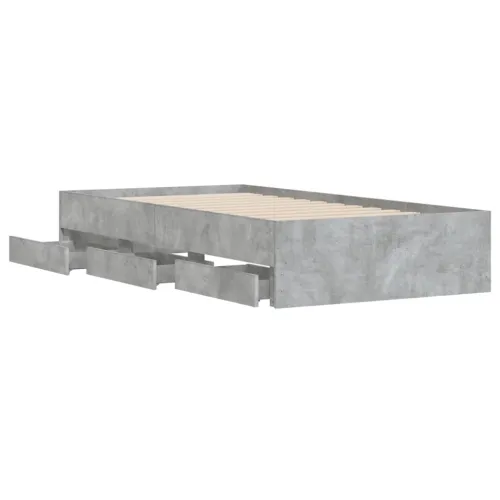 Okvir kreveta s ladicama siva boja betona 90x200 cm drveni - Beton siva 90 x 200 cm Cijena