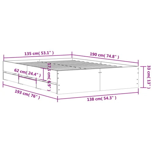 Okvir kreveta s ladicama boja hrasta 135x190 cm - Dimljeni hrast 135 x 190 cm Cijena