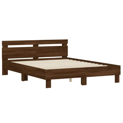Okvir kreveta s uzglavljem LED smeđa boja hrasta 140x190 cm - Smeđi hrast 140 x 190 cm Cijena