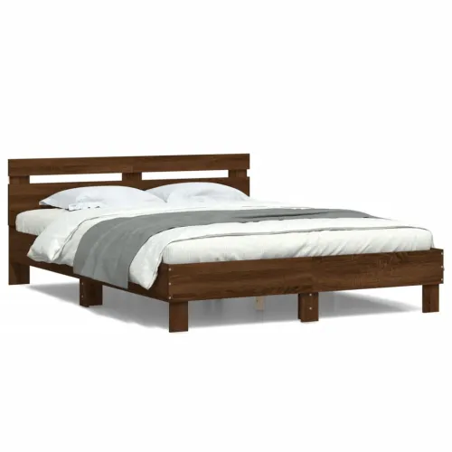 Okvir kreveta s uzglavljem LED smeđa boja hrasta 140x190 cm - Smeđi hrast 140 x 190 cm Cijena