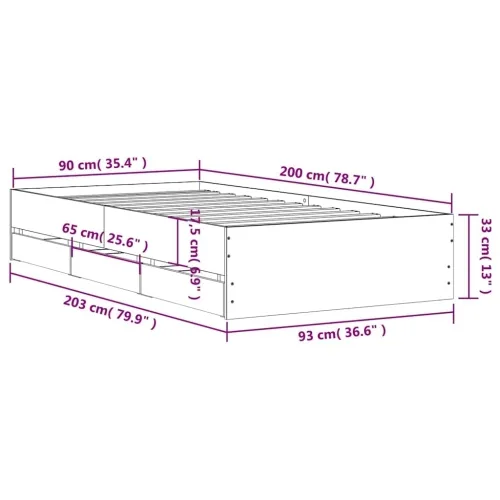 Okvir za krevet s ladicama boja hrasta 90x200 cm - Sonoma hrast 90 x 200 cm Cijena