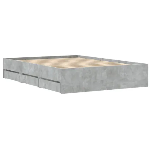 Okvir kreveta s ladicama siva boja betona 135x190 cm drveni - Beton siva 135 x 190 cm Cijena