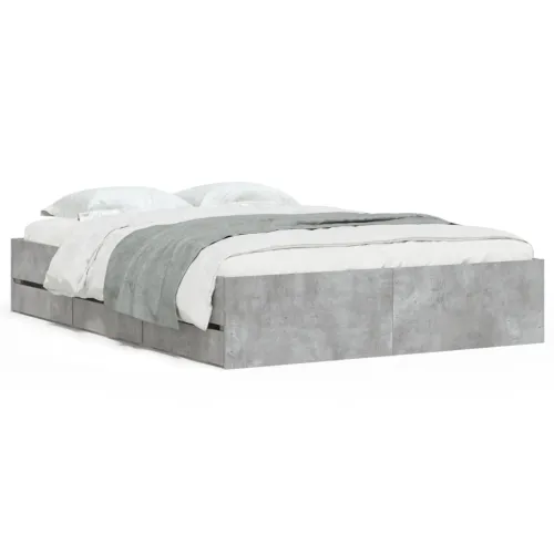 Okvir kreveta s ladicama siva boja betona 135x190 cm drveni - Beton siva 135 x 190 cm Cijena