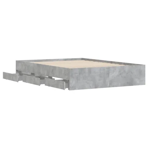 Okvir kreveta s ladicama siva boja betona 135x190 cm drveni - Beton siva 135 x 190 cm Cijena