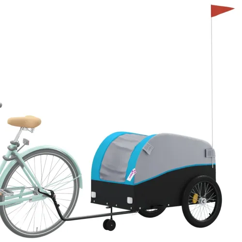 Prikolica za bicikl crno-plava 45 kg željezna - Plava 68 x 133 x 68 cm Cijena