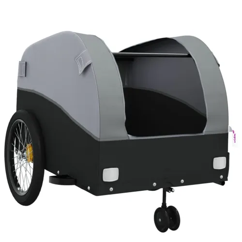 Prikolica za bicikl crno-siva 45 kg željezna - Siva 63 x 126 x 63 cm Cijena