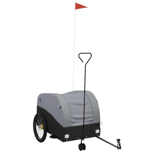 Prikolica za bicikl crno-siva 45 kg željezna - Siva 63 x 126 x 63 cm Cijena