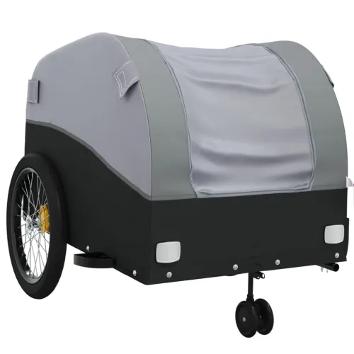 Prikolica za bicikl crno-siva 45 kg željezna - Siva 63 x 126 x 63 cm Cijena