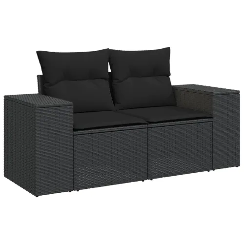 Vrtna garnitura - 7-dijelni set vrtnih sofa od poliratana s jastucima crni - Crna Sa stolom 1 Cijena