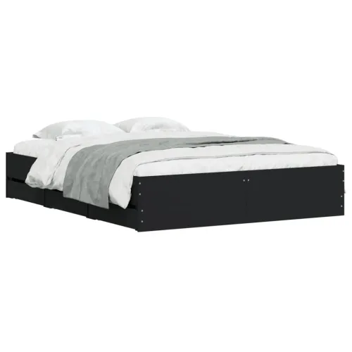 Okvir kreveta s ladicama crni 150 x 200 cm konstruirano drvo - Crna 150 x 200 cm Cijena