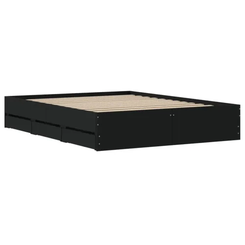 Okvir kreveta s ladicama crni 150 x 200 cm konstruirano drvo - Crna 150 x 200 cm Cijena