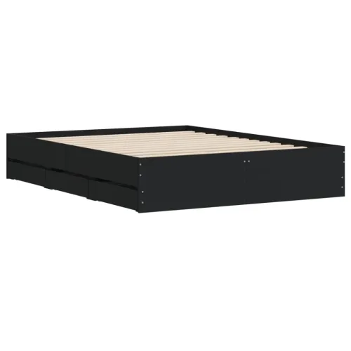 Okvir kreveta s ladicama crni 150 x 200 cm konstruirano drvo - Crna 150 x 200 cm Cijena