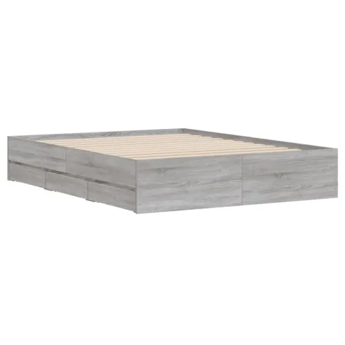 Okvir za krevet s ladicama boja hrasta 150x200 cm drveni - Sivi hrast sonoma 150 x 200 cm Cijena