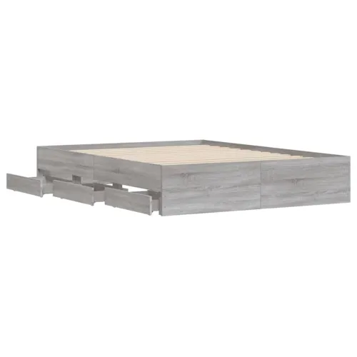 Okvir za krevet s ladicama boja hrasta 150x200 cm drveni - Sivi hrast sonoma 150 x 200 cm Cijena