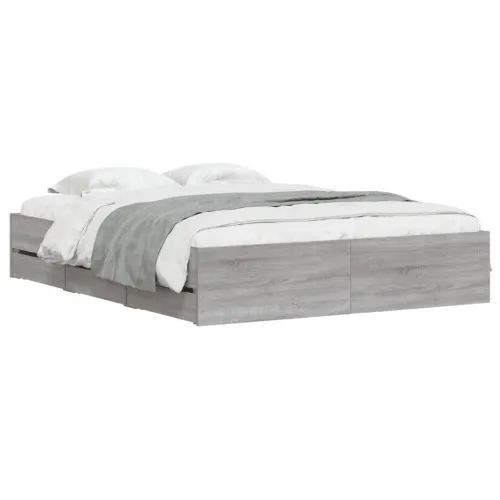 Okvir za krevet s ladicama boja hrasta 150x200 cm drveni - Sivi hrast sonoma 150 x 200 cm Cijena
