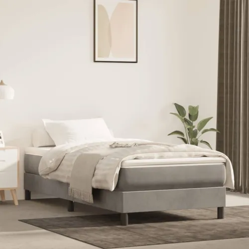 Madrac s oprugama srednje tvrdoće svjetlosivi 120x190x20 cm baršunasti - Svjetlosiva 120 x 190 cm Cijena