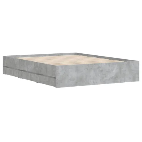 Okvir kreveta s ladicama siva boja betona 150 x 200 cm drveni - Beton siva 150 x 200 cm Cijena