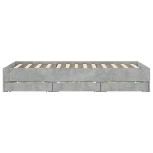 Okvir kreveta s ladicama siva boja betona 150 x 200 cm drveni - Beton siva 150 x 200 cm Cijena