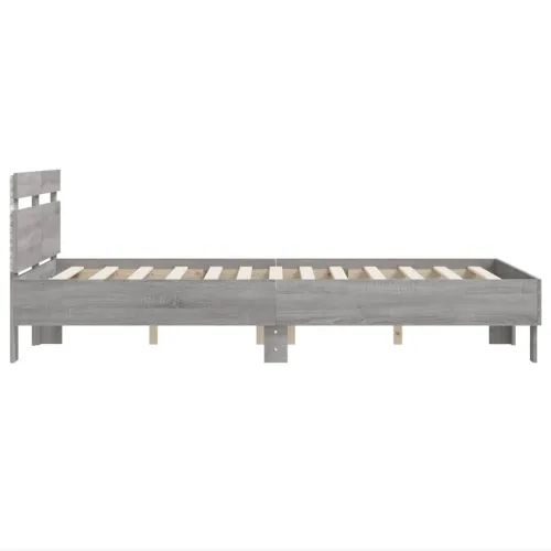 Okvir kreveta s uzglavljem i LED boja hrasta 135x190 cm - Sivi hrast sonoma 135 x 190 cm Cijena