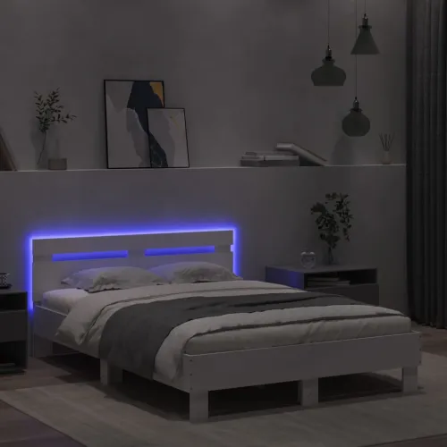 Okvir za krevet s uzglavljem i LED svjetlima bijeli 120x190 cm - Bijela 120 x 190 cm Bijela 120 x 190 cm Cijena