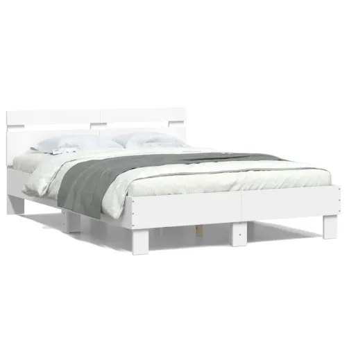 Okvir za krevet s uzglavljem i LED svjetlima bijeli 120x190 cm - Bijela 120 x 190 cm Bijela 120 x 190 cm Cijena