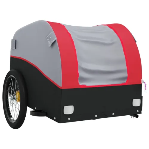 Prikolica za bicikl crno-crvena 30 kg željezna - Crvena 123 x 52 x 53 cm Cijena