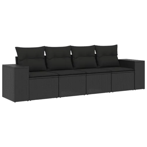 Vrtna garnitura - 4-dijelni set vrtnih sofa od poliratana s jastucima crni - Crna 1 Bez stola Cijena
