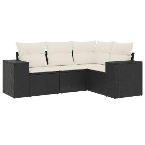 Vrtna garnitura - 4-dijelni set vrtnih sofa od poliratana s jastucima crni - Crna i krem 1 Bez stola Cijena
