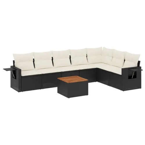 Vrtna garnitura - 8-dijelni set vrtnih sofa od poliratana s jastucima crni - Crna i krem 1 Cijena