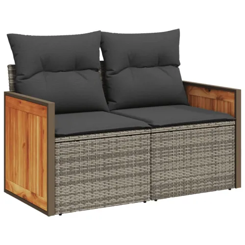 Vrtna garnitura - 8-dijelni set vrtnih sofa od poliratana s jastucima sivi - Siva 1 Cijena