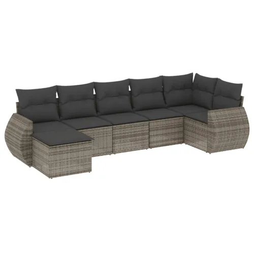 Vrtna garnitura - 7-dijelni set vrtnih sofa sivi od poliratana - Siva 1 Bez stola Cijena