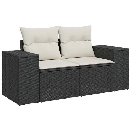 Vrtna garnitura - 6-dijelni set vrtnih sofa s jastucima crni od poliratana - Crna i krem 1 Sa stolom Cijena