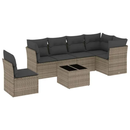 Vrtna garnitura - 7-dijelni set vrtnih sofa sivi od poliratana - Siva Sa stolom 1 Cijena