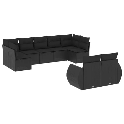 Vrtna garnitura - 9-dijelni set vrtnih sofa s jastucima crni od poliratana - Crna 1 Bez stola Cijena
