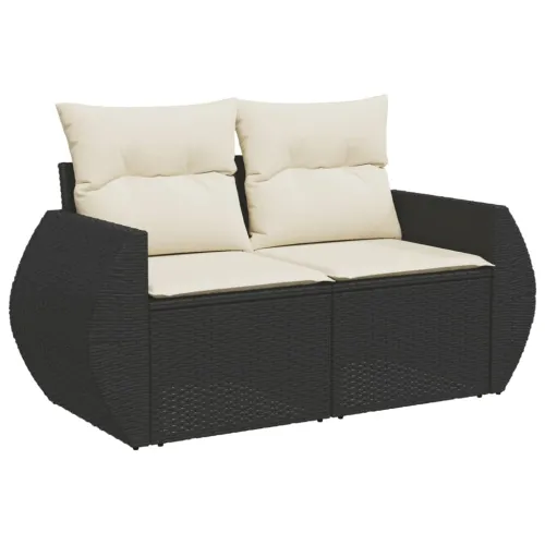 Vrtna garnitura - 6-dijelni set vrtnih sofa s jastucima crni od poliratana - Crna i krem 1 Cijena