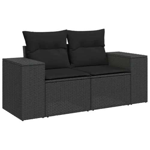 Vrtna garnitura - 8-dijelni set vrtnih sofa od poliratana s jastucima crni - Crna Sa stolom 1 Cijena
