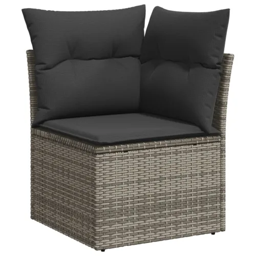 Vrtna garnitura - 11-dijelni set vrtnih sofa od poliratana s jastucima sivi - Siva 1 2 x kut + stol + 6 x sredina Cijena