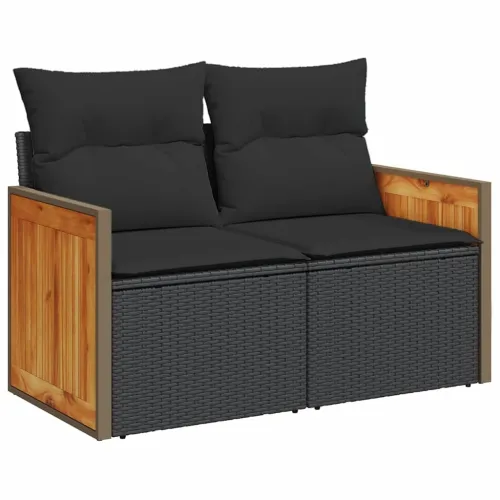 Vrtna garnitura - 8-dijelni set vrtnih sofa od poliratana s jastucima crni - Crna 1 Cijena