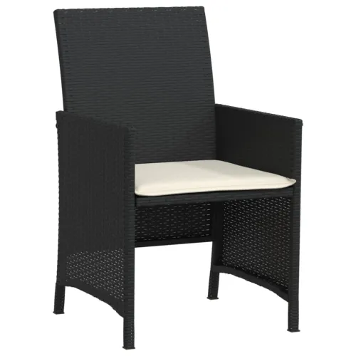 3-dijelni bistro set s jastucima crni od poliratana - Crna i krem Stakl Cijena