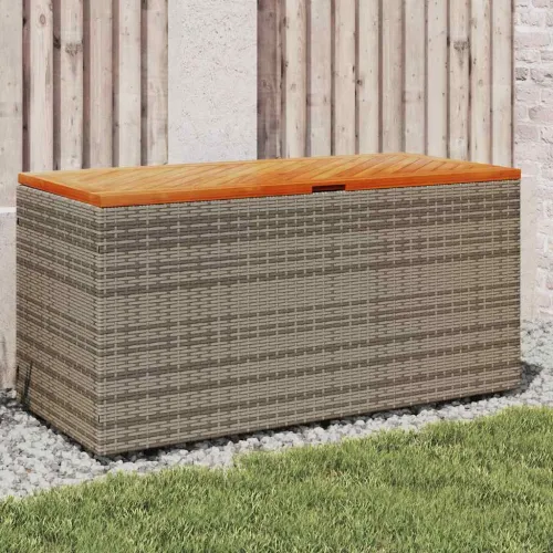Vrtna kutija za pohranu siva 110x50x54 cm od poliratana i drva - Siva 110 x 50 x 54 cm Siva 110 x 50 x 54 cm Cijena