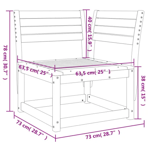 Kutna vrtna sofa 73 x 73 x 78 cm od masivne borovine - Prirodna boja bora bez jastuka 1 Cijena