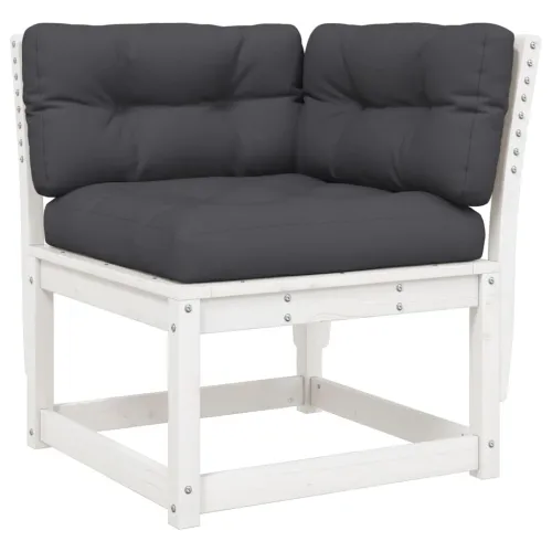 Kutna vrtna sofa s jastucima bijela 73 x 73 x 78 cm od borovine - Bijela s jastučićima 1 Bijela Cijena