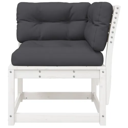 Kutna vrtna sofa s jastucima bijela 73 x 73 x 78 cm od borovine - Bijela s jastučićima 1 Bijela Cijena