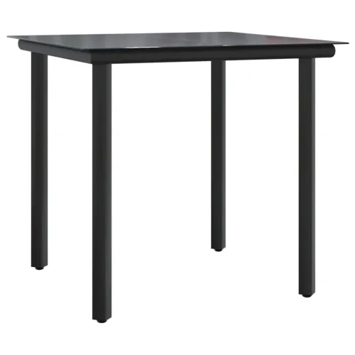 Vrtna garnitura - 5-dijelni vrtni blagovaonski set s jastucima od poliratana crni - Crna Dužina stola 80 cm Okrugla noga 4 Cijena