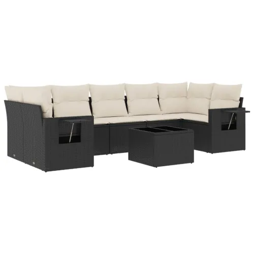 Vrtna garnitura - 8-dijelni set vrtnih sofa od poliratana s jastucima crni - Crna i krem 1 Cijena