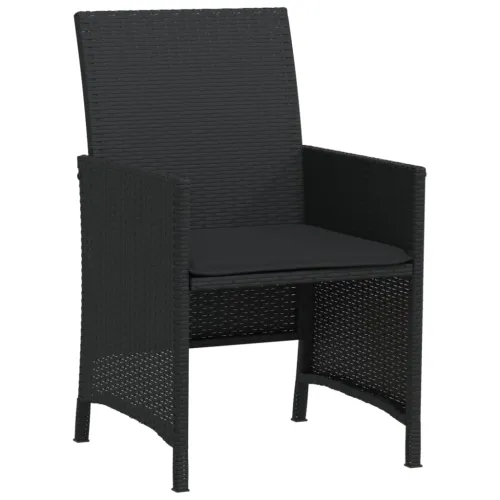 3-dijelni bistro set s jastucima crni od poliratana - Crna Stakl Cijena