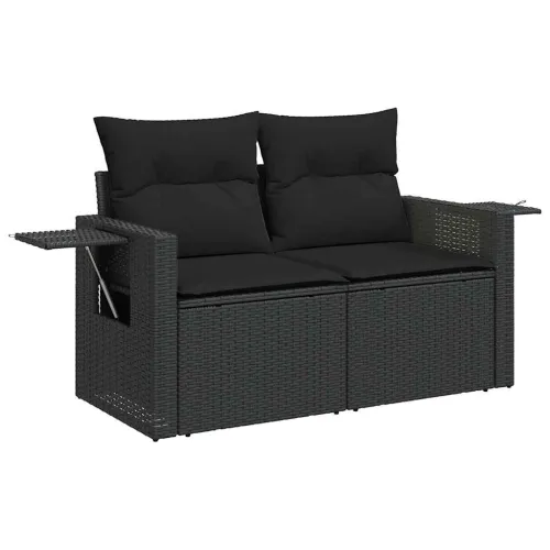 Vrtna garnitura - 6-dijelni set vrtnih sofa s jastucima crni od poliratana - Crna Bez stola Cijena
