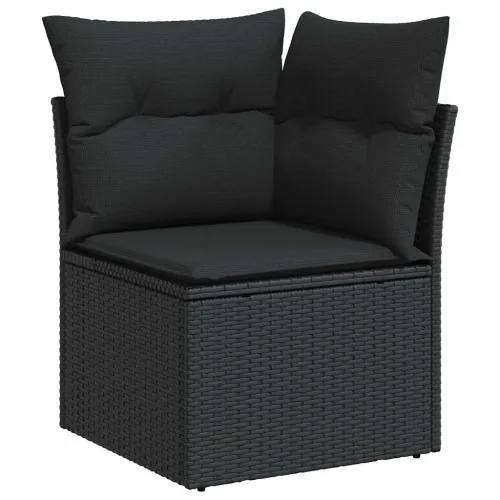 Vrtna garnitura - 6-dijelni set vrtnih sofa s jastucima crni od poliratana - Crna Bez stola Cijena